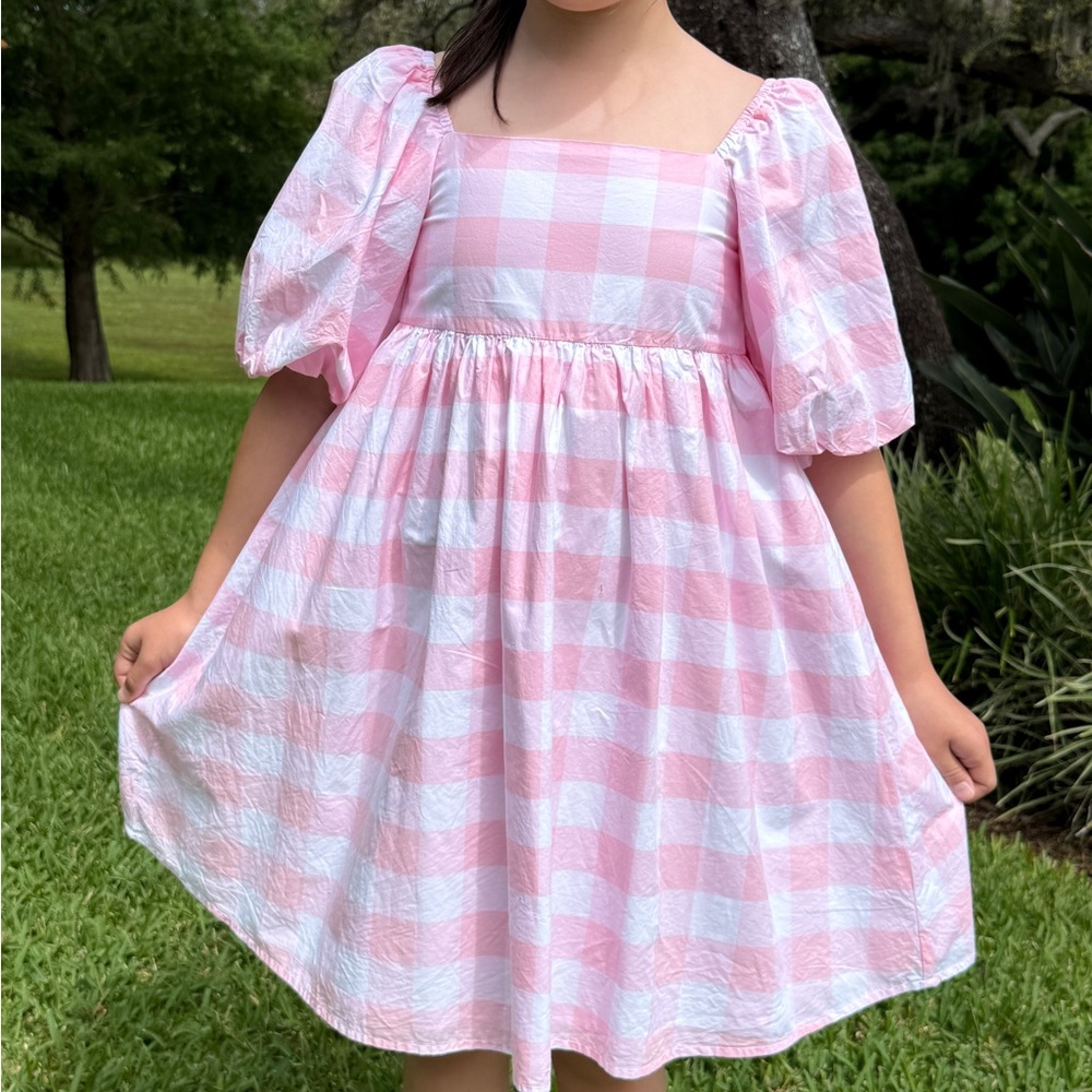 Janie and Jack Pink and White Gingham Dress